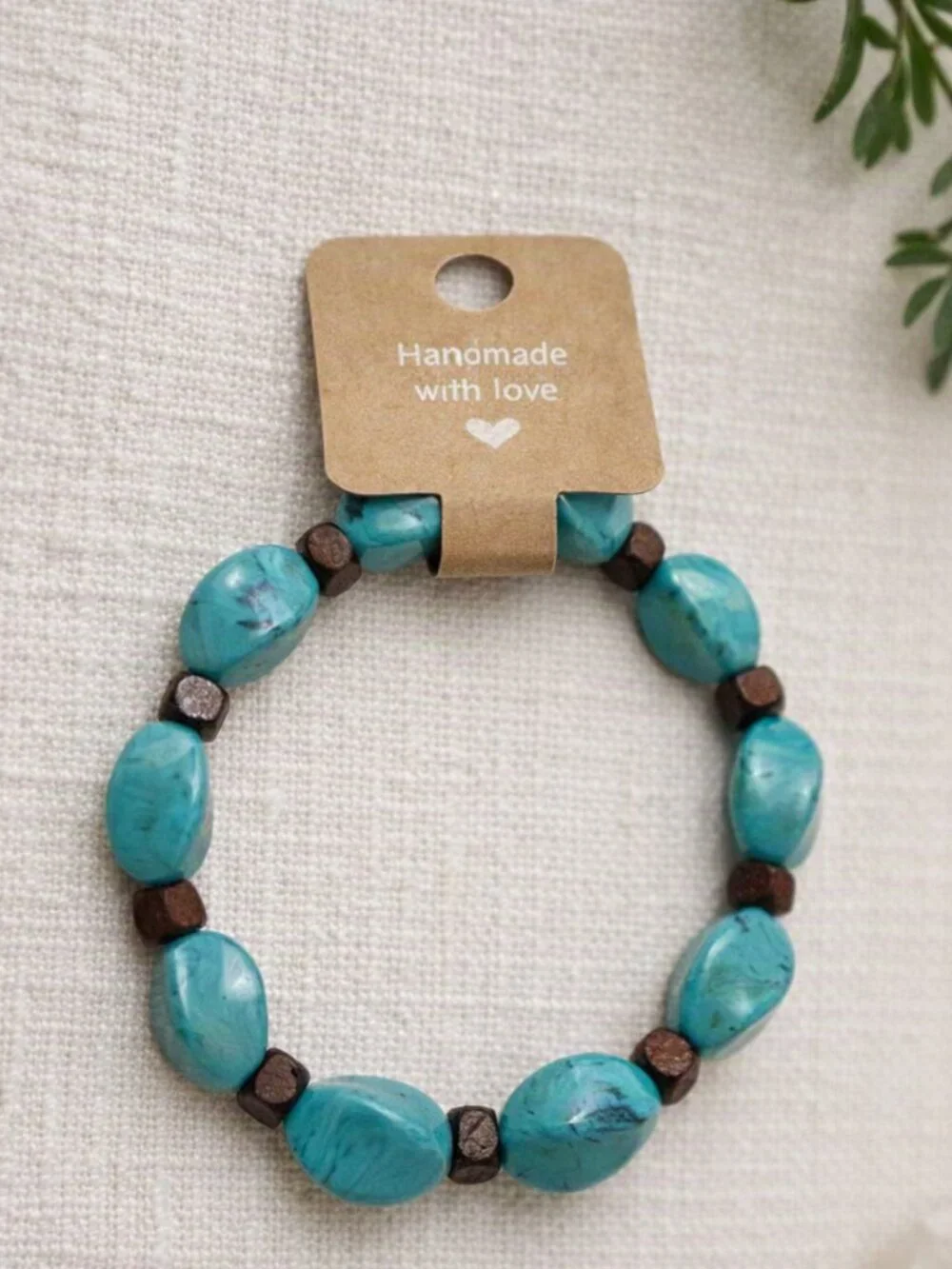 Turquoise & Brown Beaded Bracelet – Handmade with Love